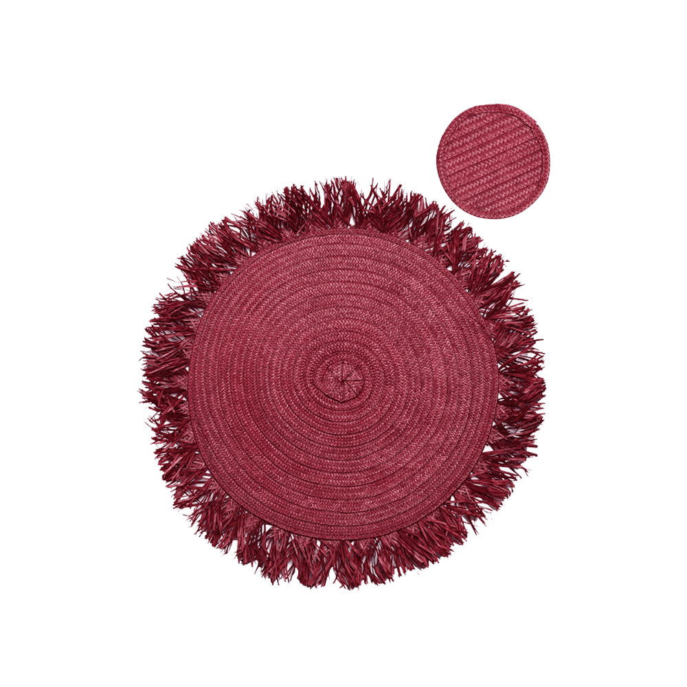 ZENU PLACE MATS COASTERS SET OF 4 BURGUNDY - ADRIANA CASTRO - Compralo en CorinneRegalos.com