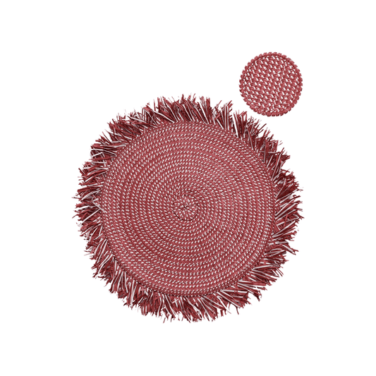 ZENU PLACE MATS COASTERS SET OF 4 RED CREME - ADRIANA CASTRO - Compralo en CorinneRegalos.com
