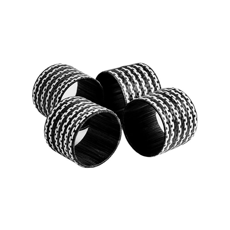 NR NAPKIN RINGS SET OF 4 BLACK AND WHITE - ADRIANA CASTRO - Compralo en CorinneRegalos.com