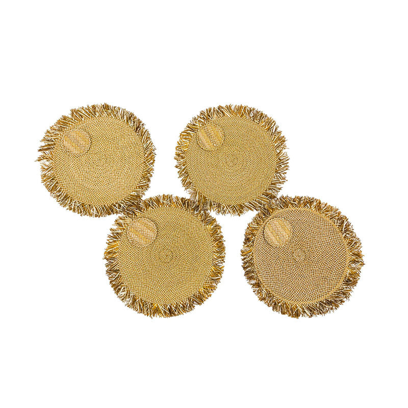 ZENU PLACE MATS AND COASTER SET OF 4 OCRE CREME - ADRIANA CASTRO - Compralo en CorinneRegalos.com