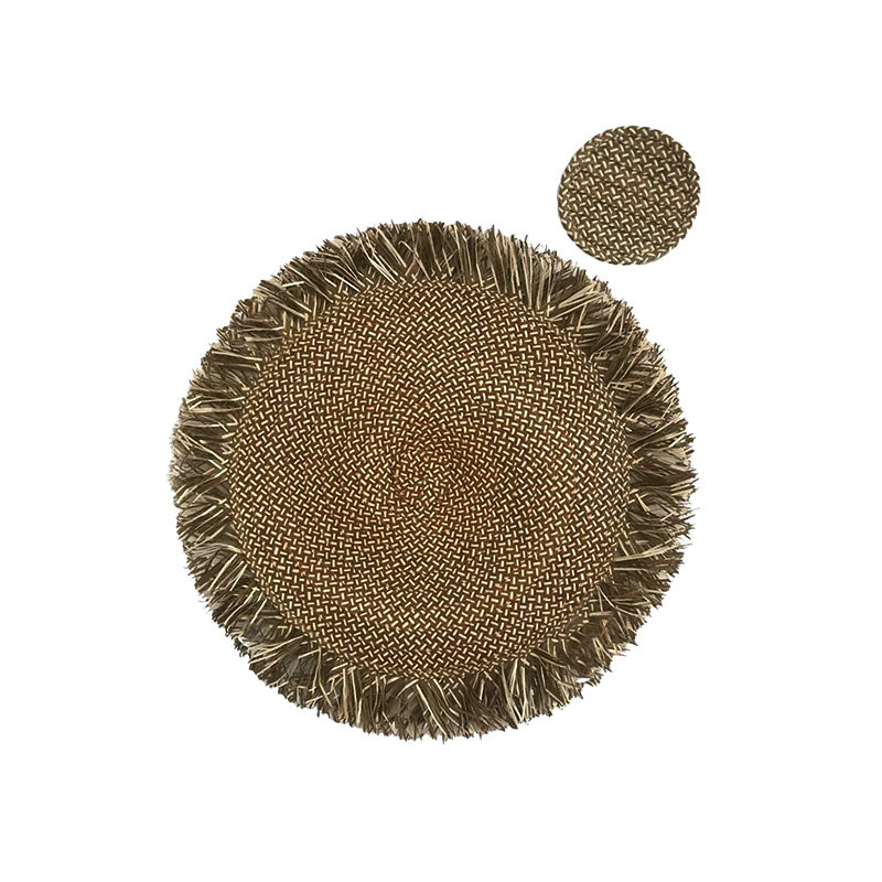 ZENU PLACEMATS AND COASTERS, SET OF 4, BRAID OCRE/CREME - ADRIANA CASTRO - Compralo en CorinneRegalos.com