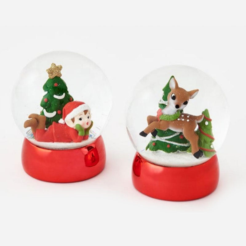 DEER & ELF WATERGLOBE, 2 ASST, GLASS/RESIN,4.5 - ONE HUNDRED - Compralo en CorinneRegalos.com