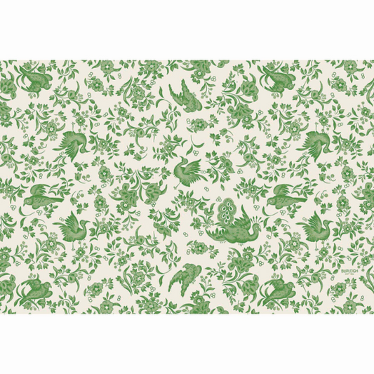 GREEN REGAL PEACOCK PLACEMAT - PAD OF 24 SHEETS - HESTER & COOK - Compralo en CorinneRegalos.com