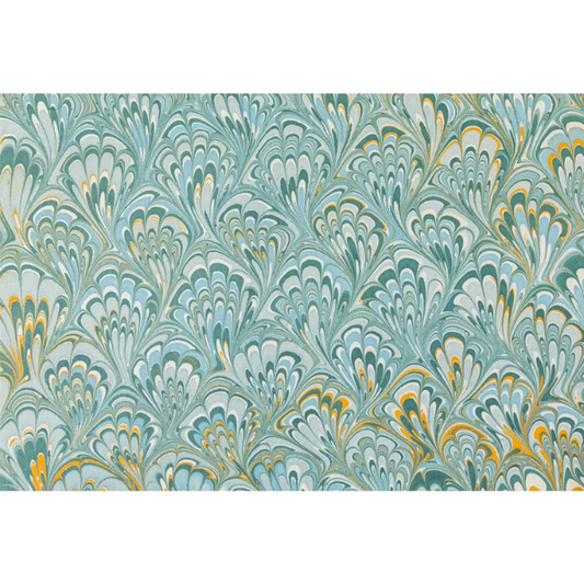 Blue & Gold Peacock Marbled - 12 Sheets - HESTER & COOK - Compralo en CorinneRegalos.com